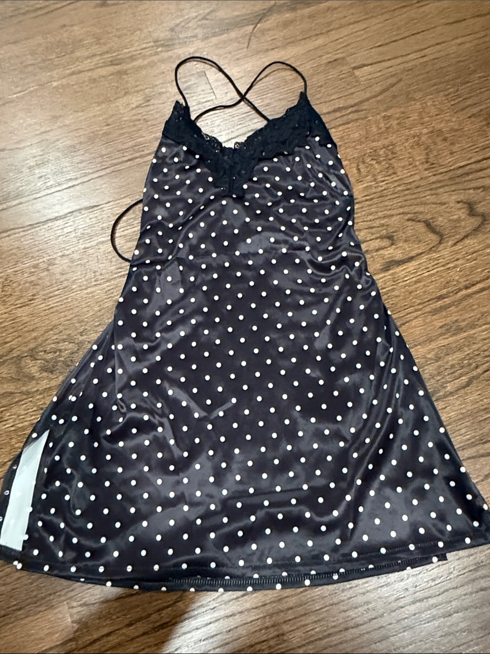 Edikted Black Polka Dot Lace-Trim Slip